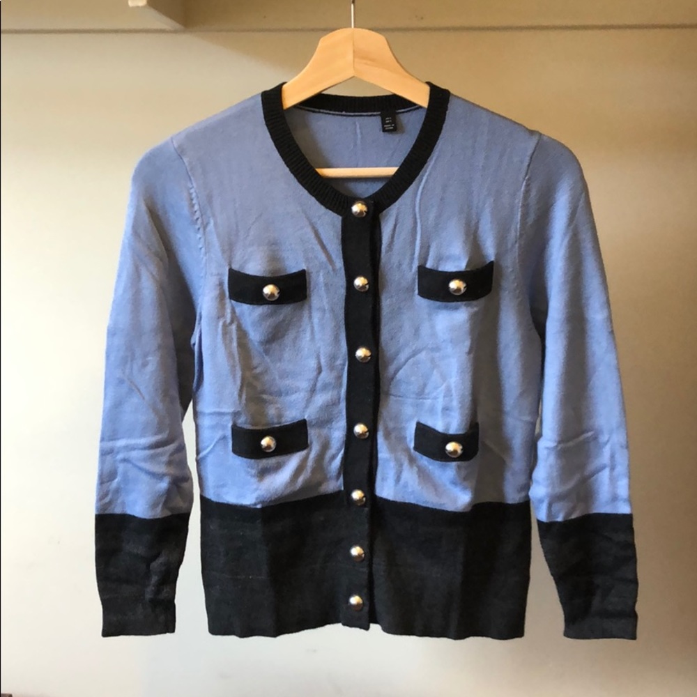 New vintage cashmere blend coastal preppy military cargo pocket cropped cardigan